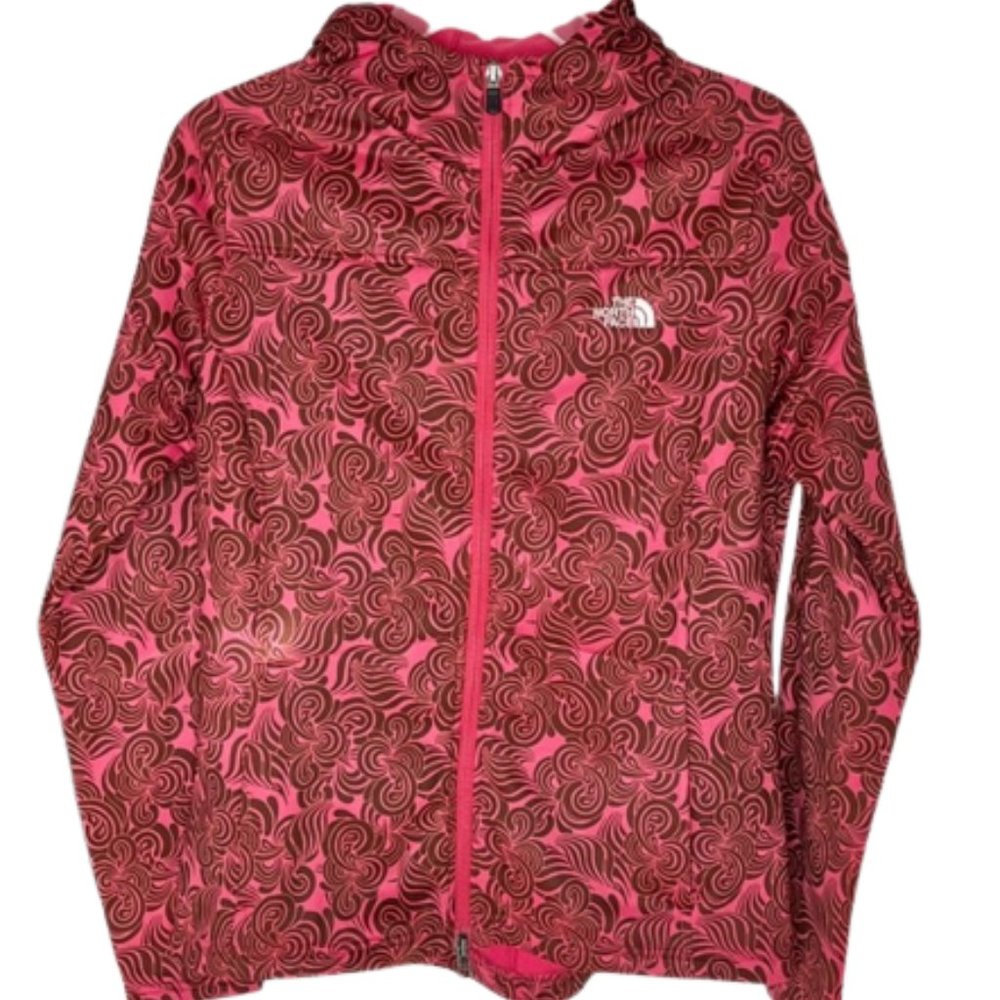 The North Face Swirly Clouds Full Zip Stretch Hooded Jacket - Pink/Brown - M - Picture 3 of 14
